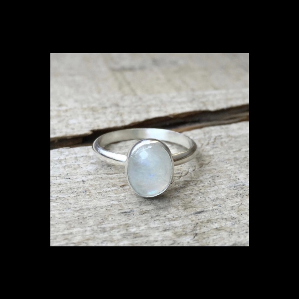 Moonstone Silver Ring Size 6